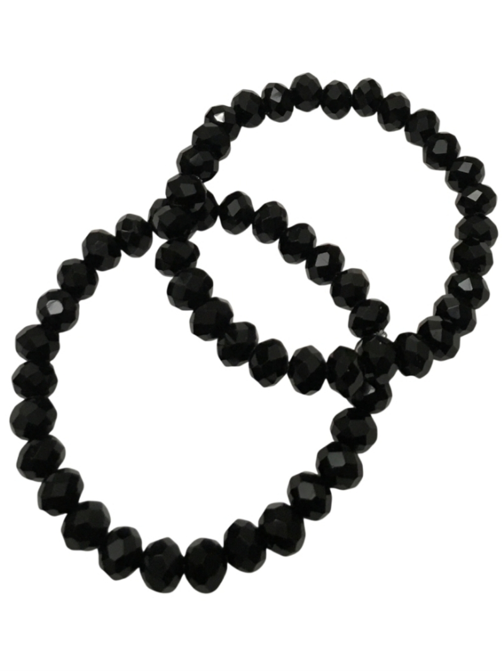 Black Beaded Stretch Bracelet 2pc Set 🖤